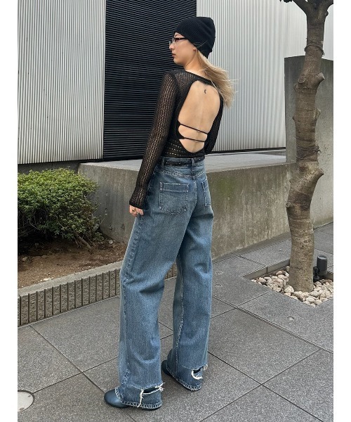 ELCHELE(エルチェレ)の「HEM NOTCH E41 DENIM(デニムパンツ・レディース・インディゴブルー・24/25/26)」の2枚目の写真