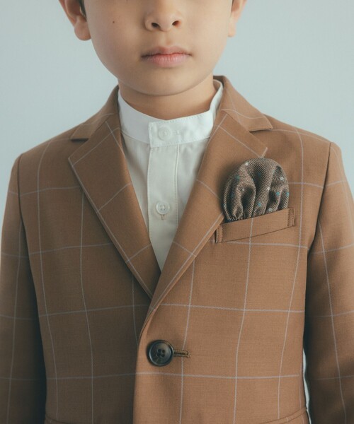 green label relaxing(グリーンレーベルリラクシング)の「ウィンドペン チェック ジャケット / キッズ 110cm-130cm(スーツジャケット・キッズ・ブラウン・130cm/120cm/110cm)」の2枚目の写真