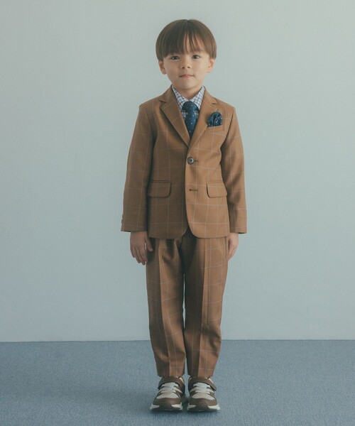 green label relaxing(グリーンレーベルリラクシング)の「ウィンドペン チェック ジャケット / キッズ 110cm-130cm(スーツジャケット・キッズ・ブラウン・130cm/120cm/110cm)」の3枚目の写真