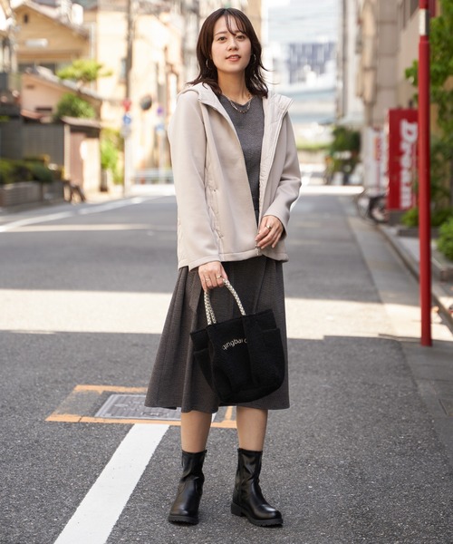 ikka（イッカ）の「【洗濯機で洗える】GOKU楽ダンボールフードコート（ブルゾン・レディース・ベージュ/チャコール・M/L/S）」の10枚目の写真