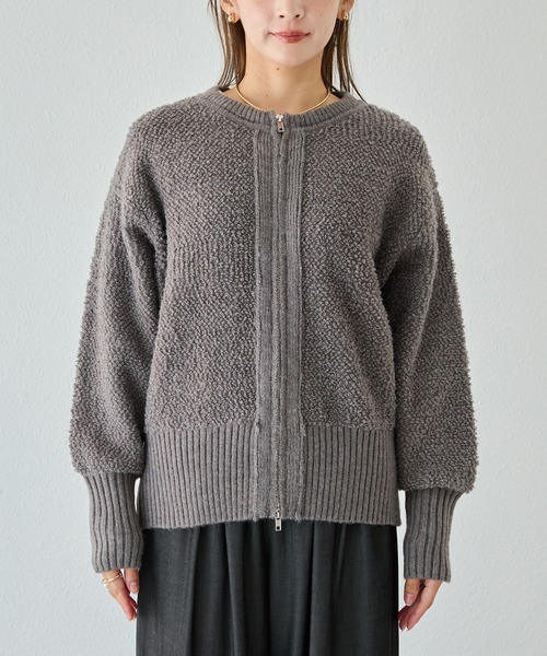 LAVEANGE（ラビアンジェ）の「【洗える】ループニットカーディガン（カーディガン/ボレロ・レディース・チャコールグレー/ブラック・4L/3L/F）」の7枚目の写真