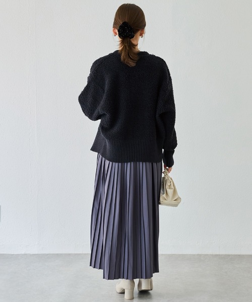 LAVEANGE（ラビアンジェ）の「【洗える】ループニットカーディガン（カーディガン/ボレロ・レディース・チャコールグレー/ブラック・4L/3L/F）」の4枚目の写真