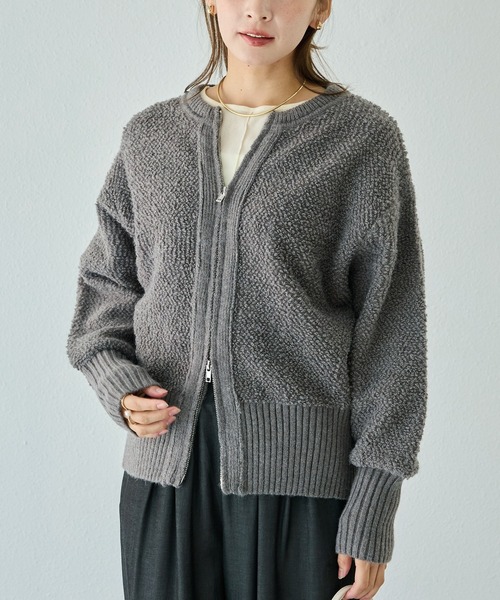 LAVEANGE（ラビアンジェ）の「【洗える】ループニットカーディガン（カーディガン/ボレロ・レディース・チャコールグレー/ブラック・4L/3L/F）」の16枚目の写真