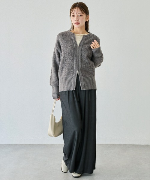 LAVEANGE（ラビアンジェ）の「【洗える】ループニットカーディガン（カーディガン/ボレロ・レディース・チャコールグレー/ブラック・4L/3L/F）」の19枚目の写真