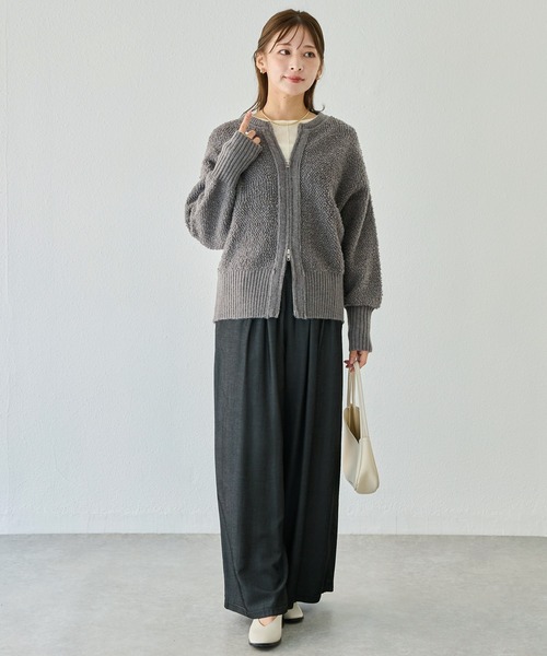 LAVEANGE（ラビアンジェ）の「【洗える】ループニットカーディガン（カーディガン/ボレロ・レディース・チャコールグレー/ブラック・4L/3L/F）」の20枚目の写真