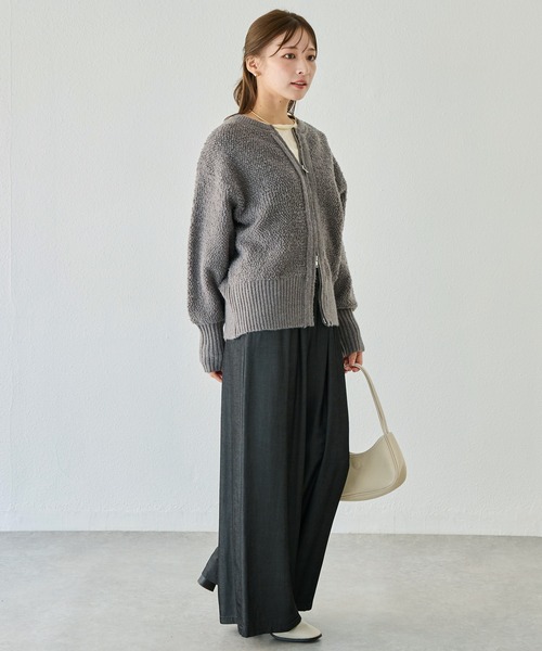 LAVEANGE（ラビアンジェ）の「【洗える】ループニットカーディガン（カーディガン/ボレロ・レディース・チャコールグレー/ブラック・4L/3L/F）」の22枚目の写真