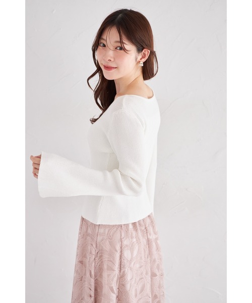 tocco closet（トッコ　クローゼット）の「フレアスリーブラメリブニットプルオーバー（ニット/セーター・レディース・ボルドー/オフホワイト/ブルー・M）」の15枚目の写真