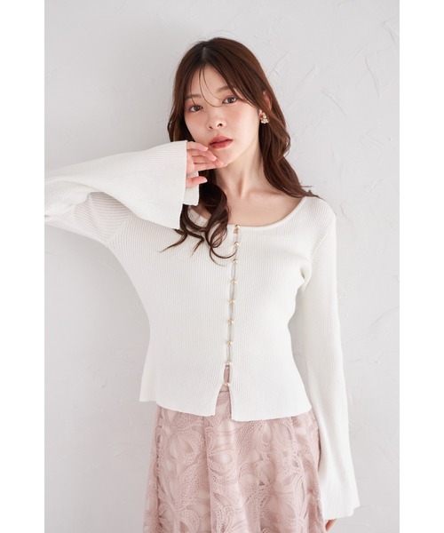 tocco closet（トッコ　クローゼット）の「フレアスリーブラメリブニットプルオーバー（ニット/セーター・レディース・ボルドー/オフホワイト/ブルー・M）」の16枚目の写真