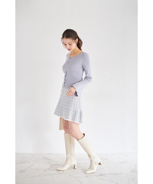 tocco closet（トッコ　クローゼット）の「フレアスリーブラメリブニットプルオーバー（ニット/セーター・レディース・ボルドー/オフホワイト/ブルー・M）」の9枚目の写真