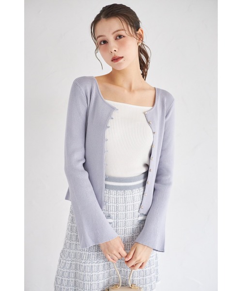 tocco closet（トッコ　クローゼット）の「フレアスリーブラメリブニットプルオーバー（ニット/セーター・レディース・ボルドー/オフホワイト/ブルー・M）」の14枚目の写真