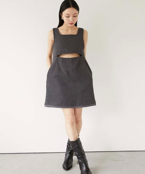 Luan(ルアン)の「【Luan】TWEED MINI OP/ツイードワンピース(ワンピース・レディース・グレー/ホワイト・1/2)」の2枚目の写真