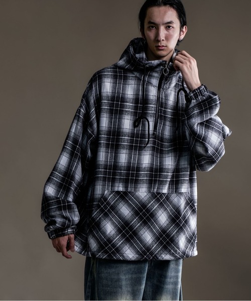 CALIFORNIA OUTFITTERS(カリフォルニア アウトフィッターズ)の「10A10 フランネル チェック ハーフジップ プルオーバー シャツ(パーカー・メンズ・ブラック/グリーン・FREE)」の8枚目の写真