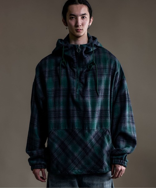 CALIFORNIA OUTFITTERS(カリフォルニア アウトフィッターズ)の「10A10 フランネル チェック ハーフジップ プルオーバー シャツ(パーカー・メンズ・ブラック/グリーン・FREE)」の5枚目の写真