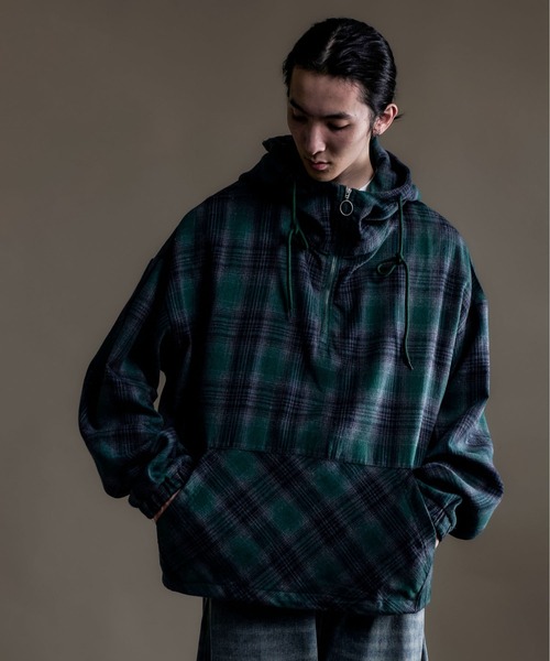 CALIFORNIA OUTFITTERS(カリフォルニア アウトフィッターズ)の「10A10 フランネル チェック ハーフジップ プルオーバー シャツ(パーカー・メンズ・ブラック/グリーン・FREE)」の3枚目の写真