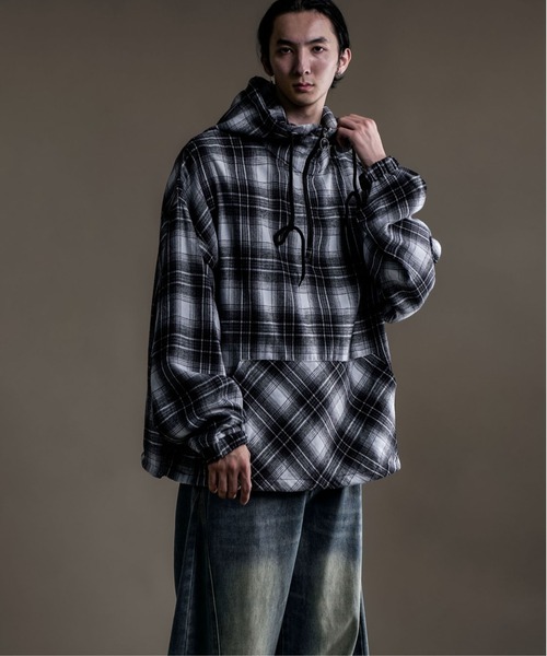 CALIFORNIA OUTFITTERS(カリフォルニア アウトフィッターズ)の「10A10 フランネル チェック ハーフジップ プルオーバー シャツ(パーカー・メンズ・ブラック/グリーン・FREE)」の14枚目の写真