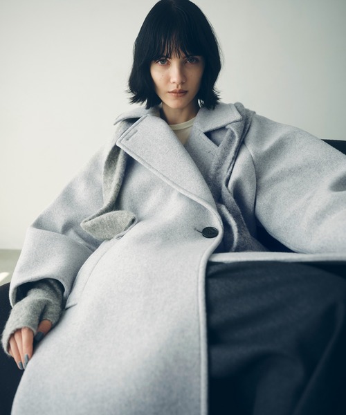 アダムエロペ　ウールボンディングコート　グレー ウールコート アダムエロペ ウールボンディングコート グレー ウールコート