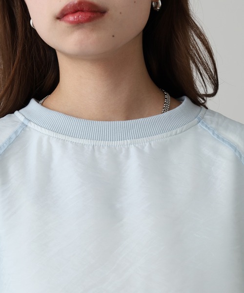 OMNES(オムネス)の「オーガンジーレイヤードダンボールニットボリューム袖プルオーバー(Tシャツ/カットソー・レディース・オフホワイト/ブルー・FREE)」の16枚目の写真