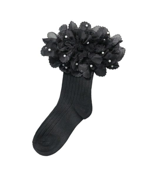 mili an deni（ミリアンデニ）の「パール付きフリルソックス（ソックス/靴下・レディース・アイボリー/ブラック・F）」の13枚目の写真