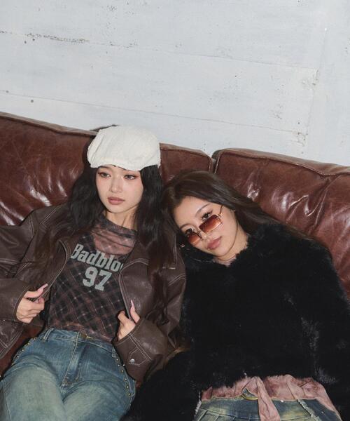 dispark（ディスパーク）の「DISPARK/フェイクファーブルゾン（ブルゾン・レディース・ブラック/ブラウン・FREE）」の5枚目の写真