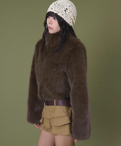 dispark（ディスパーク）の「DISPARK/フェイクファーブルゾン（ブルゾン・レディース・ブラック/ブラウン・FREE）」の10枚目の写真