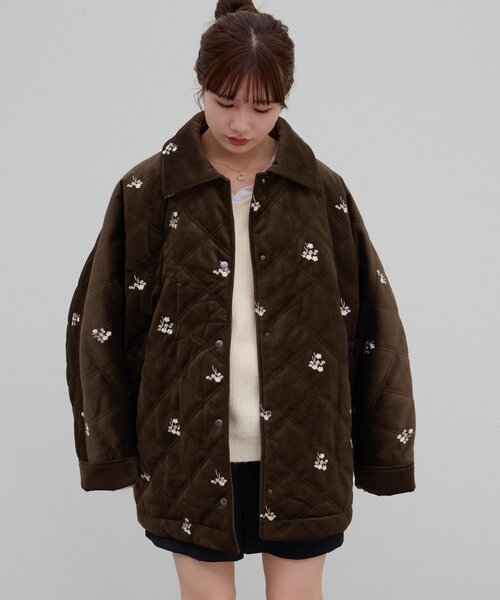 【豪華刺繍】DOGTOWN キルティング 中綿 ベロアジャケット XL umm.】ベロア刺繍キルティングジャケット（ブルゾン）｜DISCOAT