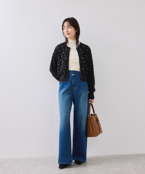 VIS（ビス）の「パールケーブルカーディガン（カーディガン/ボレロ・レディース・チャコールグレー/ブラック/サックスブルー・FREE）」の9枚目の写真