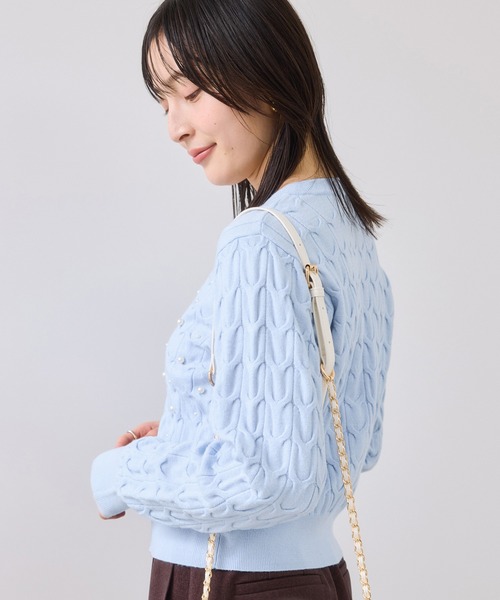 VIS（ビス）の「パールケーブルカーディガン（カーディガン/ボレロ・レディース・チャコールグレー/ブラック/サックスブルー・FREE）」の20枚目の写真