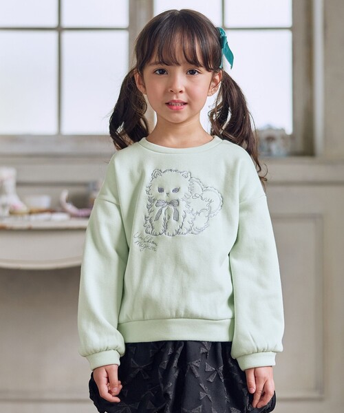 ANY（エニィ）の「アニマル刺繍 裏シャギー トレーナー（スウェット・キッズ・アイボリー系/ライラック系/ライトグリーン系/ネイビー系・140/150）」の2枚目の写真