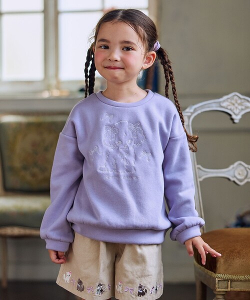 ANY（エニィ）の「アニマル刺繍 裏シャギー トレーナー（スウェット・キッズ・アイボリー系/ライラック系/ライトグリーン系/ネイビー系・140/150）」の4枚目の写真