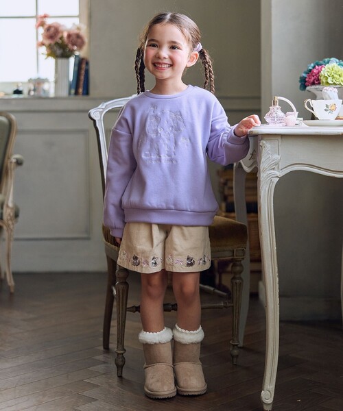 ANY（エニィ）の「アニマル刺繍 裏シャギー トレーナー（スウェット・キッズ・アイボリー系/ライラック系/ライトグリーン系/ネイビー系・140/150）」の5枚目の写真