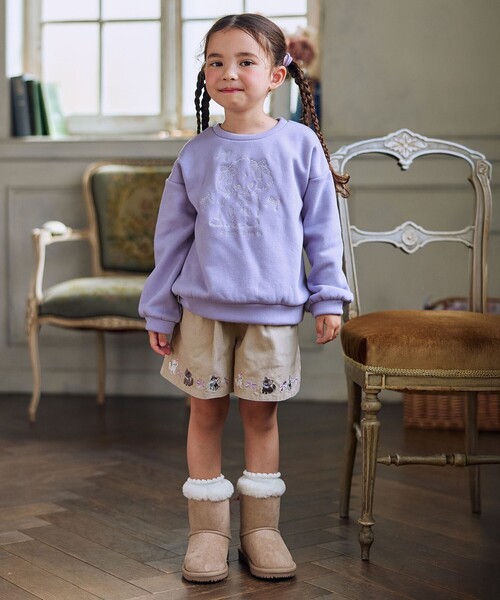 ANY（エニィ）の「アニマル刺繍 裏シャギー トレーナー（スウェット・キッズ・アイボリー系/ライラック系/ライトグリーン系/ネイビー系・140/150）」の6枚目の写真