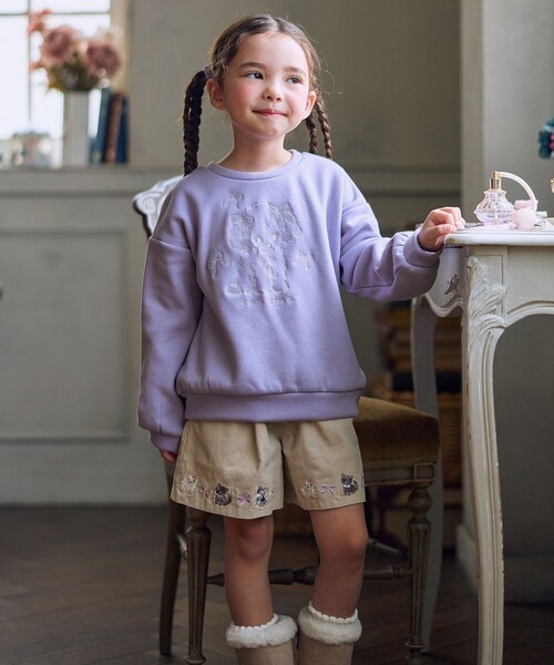 ANY（エニィ）の「アニマル刺繍 裏シャギー トレーナー（スウェット・キッズ・アイボリー系/ライラック系/ライトグリーン系/ネイビー系・140/150）」の7枚目の写真