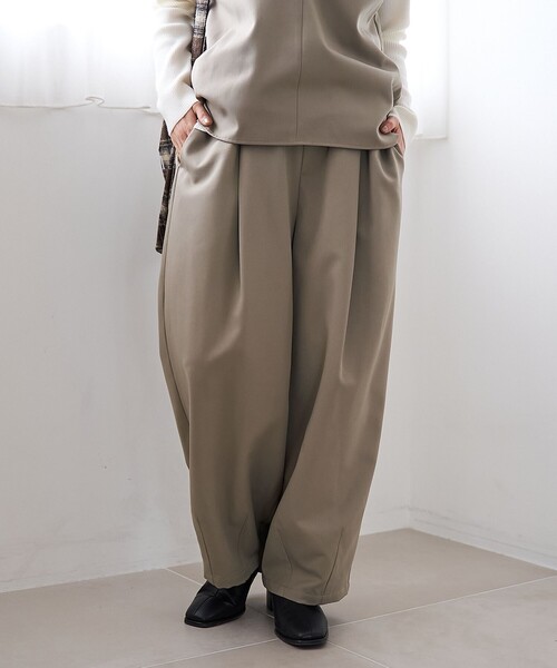 coen（コーエン）の「ウールライク裏起毛イージーカーブパンツ【Youtube紹介アイテム】（スラックス・レディース・モカ/ベージュ/ダークグレー/ブラック・L/M/S）」の4枚目の写真