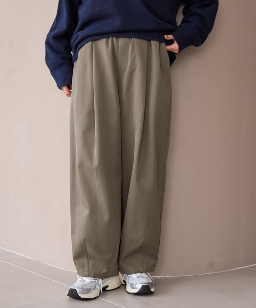 coen（コーエン）の「ウールライク裏起毛イージーカーブパンツ【Youtube紹介アイテム】（スラックス・レディース・モカ/ベージュ/ダークグレー/ブラック・L/M/S）」の3枚目の写真