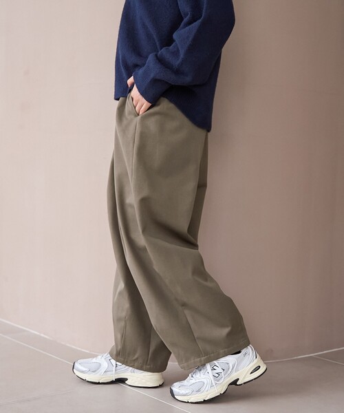 coen（コーエン）の「ウールライク裏起毛イージーカーブパンツ【Youtube紹介アイテム】（スラックス・レディース・モカ/ベージュ/ダークグレー/ブラック・L/M/S）」の5枚目の写真