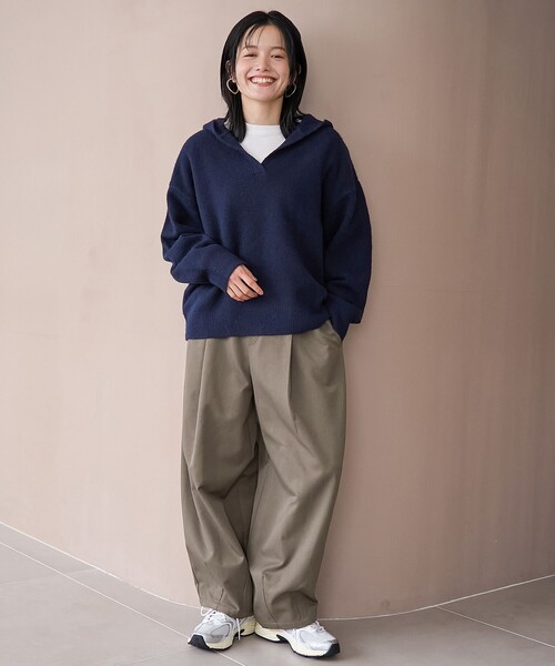 coen（コーエン）の「ウールライク裏起毛イージーカーブパンツ【Youtube紹介アイテム】（スラックス・レディース・モカ/ベージュ/ダークグレー/ブラック・L/M/S）」の7枚目の写真