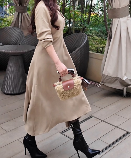 THEODORIC.dy(セオドリックディ)の「ウェストベルトシャツワンピース オケージョン/オフィスにも!(ワンピース・レディース・ブラウン/ブラック/ベージュ・FREE)」の10枚目の写真