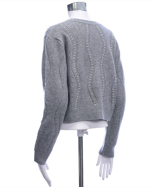 CLEAR BASIC（クリアベーシック）の「パールデザイン長袖ニットカーディガン[オフィスカジュアル 着回し抜群 大人]（カーディガン/ボレロ・レディース・サックスブルー/グレー/オフホワイト・F）」の6枚目の写真