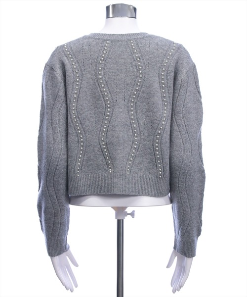 CLEAR BASIC（クリアベーシック）の「パールデザイン長袖ニットカーディガン[オフィスカジュアル 着回し抜群 大人]（カーディガン/ボレロ・レディース・サックスブルー/グレー/オフホワイト・F）」の7枚目の写真