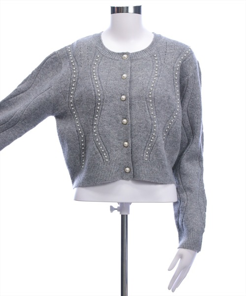 CLEAR BASIC（クリアベーシック）の「パールデザイン長袖ニットカーディガン[オフィスカジュアル 着回し抜群 大人]（カーディガン/ボレロ・レディース・サックスブルー/グレー/オフホワイト・F）」の10枚目の写真
