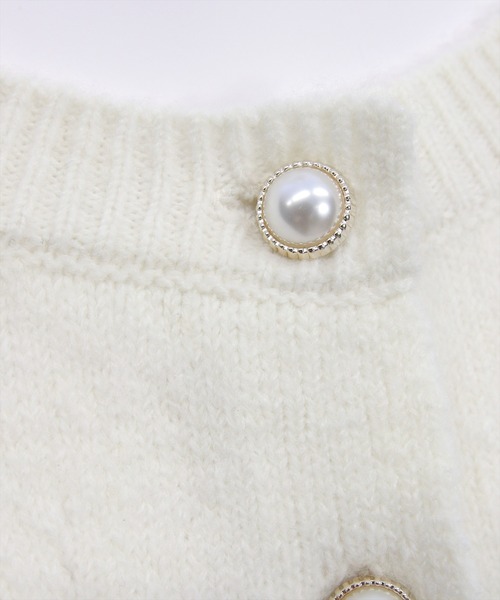 CLEAR BASIC（クリアベーシック）の「パールデザイン長袖ニットカーディガン[オフィスカジュアル 着回し抜群 大人]（カーディガン/ボレロ・レディース・サックスブルー/グレー/オフホワイト・F）」の14枚目の写真