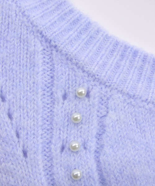 CLEAR BASIC（クリアベーシック）の「パールデザイン長袖ニットカーディガン[オフィスカジュアル 着回し抜群 大人]（カーディガン/ボレロ・レディース・サックスブルー/グレー/オフホワイト・F）」の16枚目の写真