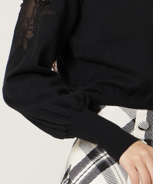 WILLSELECTION（ウィルセレクション）の「ショルダーエンブロイダリーニット（ニット/セーター・レディース・ブラック/サックスブルー/グレイッシュベージュ/オフホワイト・FREE）」の10枚目の写真