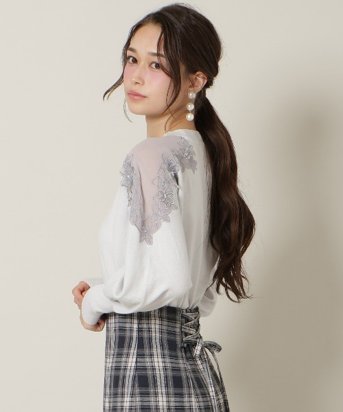 WILLSELECTION（ウィルセレクション）の「ショルダーエンブロイダリーニット（ニット/セーター・レディース・ブラック/サックスブルー/グレイッシュベージュ/オフホワイト・FREE）」の20枚目の写真