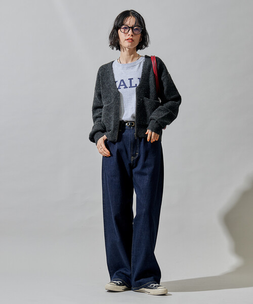 限定展開 コンパクト ジップ ニットカーディガン/Vネック ジップ