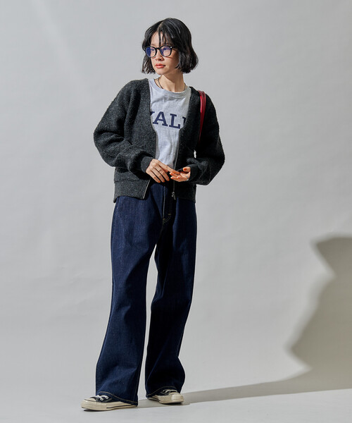 限定展開 コンパクト ジップ ニットカーディガン/Vネック ジップ