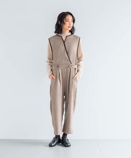 ポリエステルツイードのサロペットパンツ（サロペット/オーバーオール