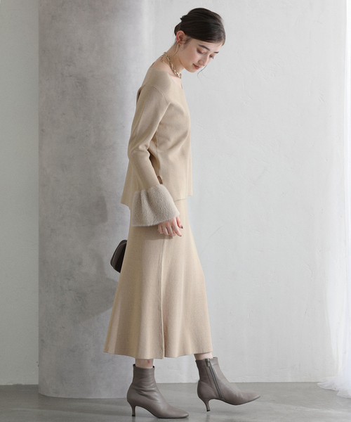 La TOTALITE（ラトータリテ）の「【洗える】セットアップニット（ワンピース・レディース・コバルトブルー/ベージュ・38/36）」の3枚目の写真