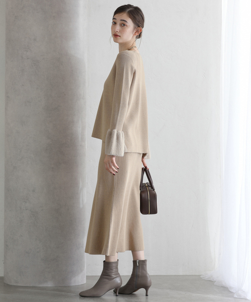 La TOTALITE（ラトータリテ）の「【洗える】セットアップニット（ワンピース・レディース・コバルトブルー/ベージュ・38/36）」の4枚目の写真