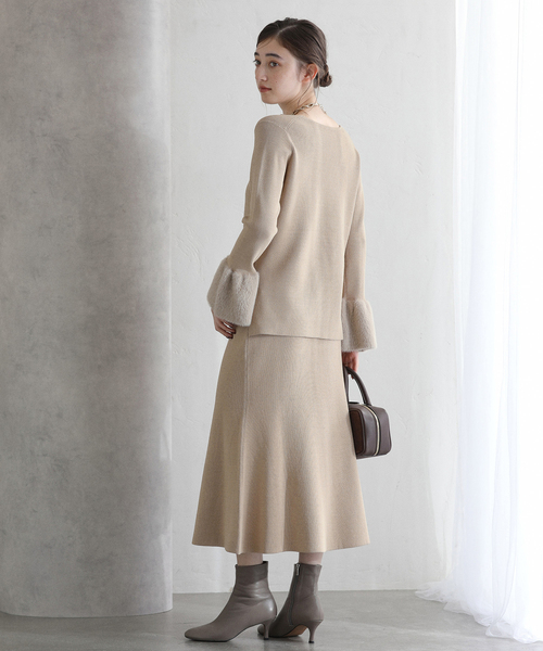 La TOTALITE（ラトータリテ）の「【洗える】セットアップニット（ワンピース・レディース・コバルトブルー/ベージュ・38/36）」の5枚目の写真